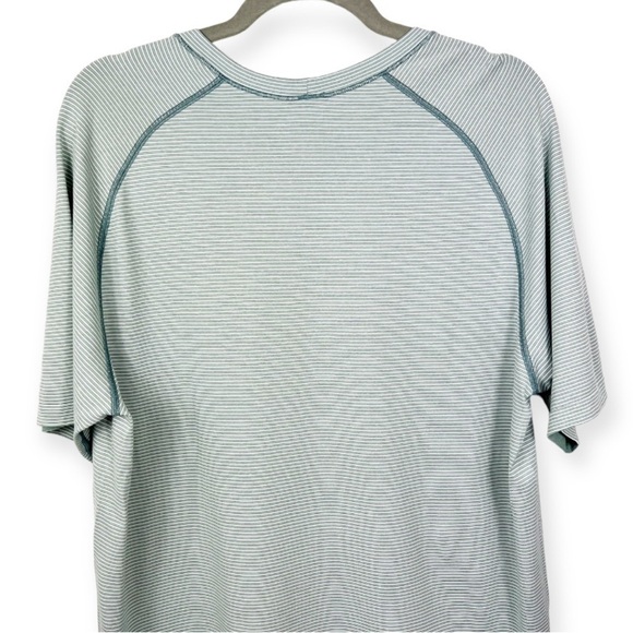 LULULEMON Metal Vent Tech Short Sleeve Green White Stripe XL - Picture 5 of 9